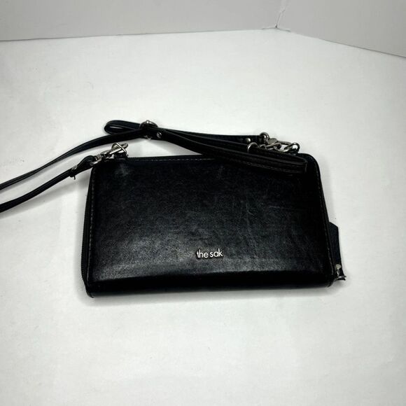 The Sak Iris Leather Floral Crossbody Bag Phone Black Wallet Womens Designer - Picture 5 of 11